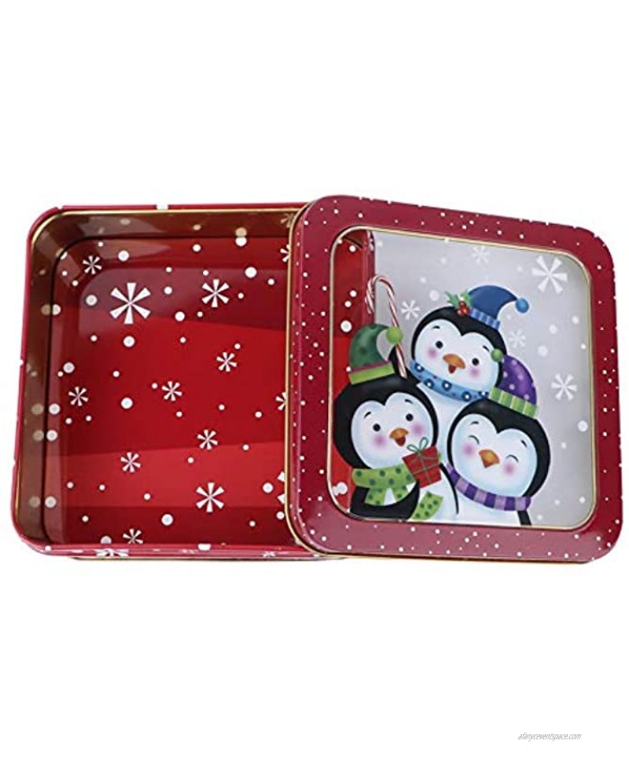 VALICLUD Tins Penguin Square Tinplate Candy Box Cookie Candy Storage Containers with Lids for Party Favors Gifts