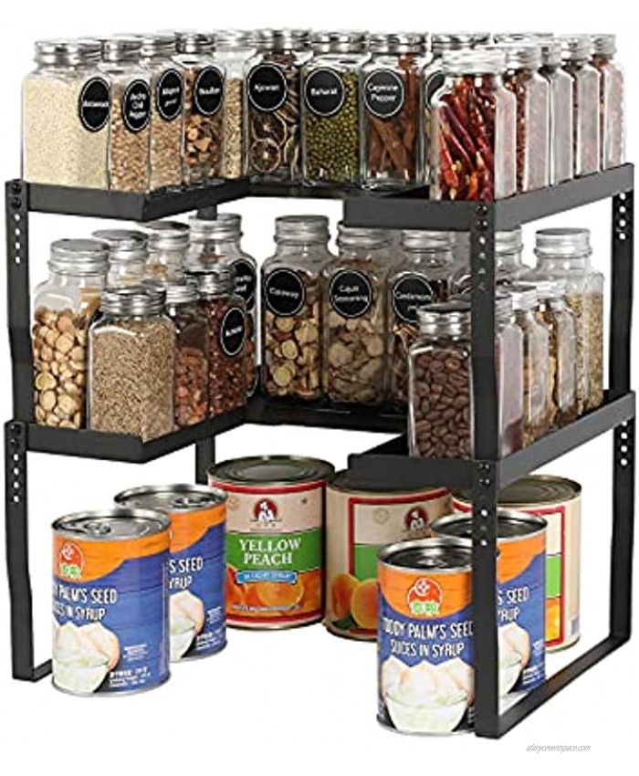Expandable Spice Racks 2-Tier Stackable & Adjustable Spice Rack Organizer for Kitchen Cabinet Pantry Great for Storing Spice Jars Spice Bottles Medicine Bottle Nail Polish and More