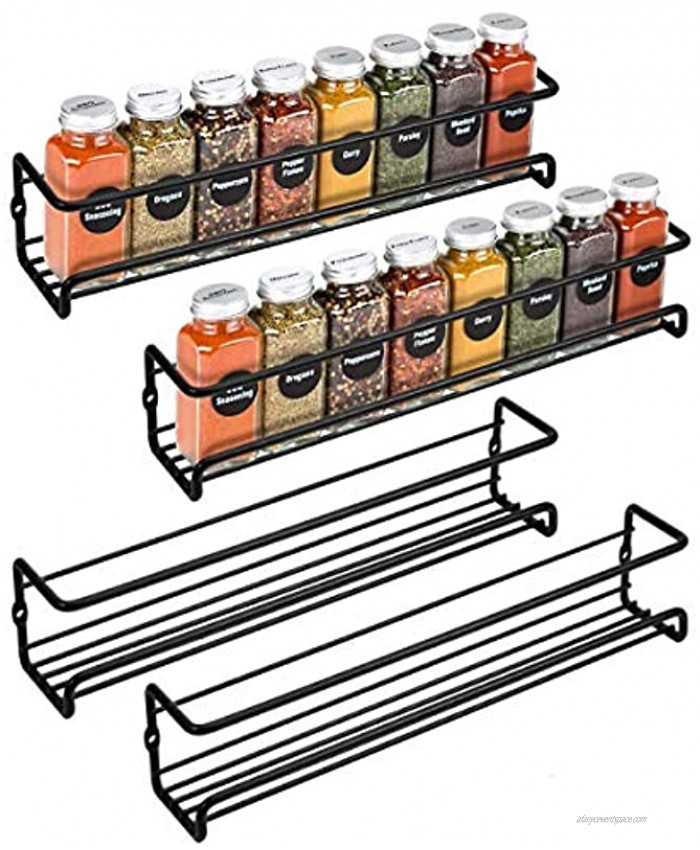 GAIATOP Wall Spice Rack 4 Packs Hanging Spice Rack Space-Saving Spice Rack Organizer Spice Rack Wall Mount Spice Rack for Cabinet Kitchen Pantry