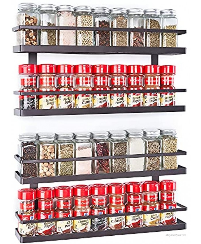 MEIQIHOME 4 Tier Wall Mounted Spice Rack Organizer Spice Shelf Storage Holder for Kitchen Cabinet Pantry Door Countertop