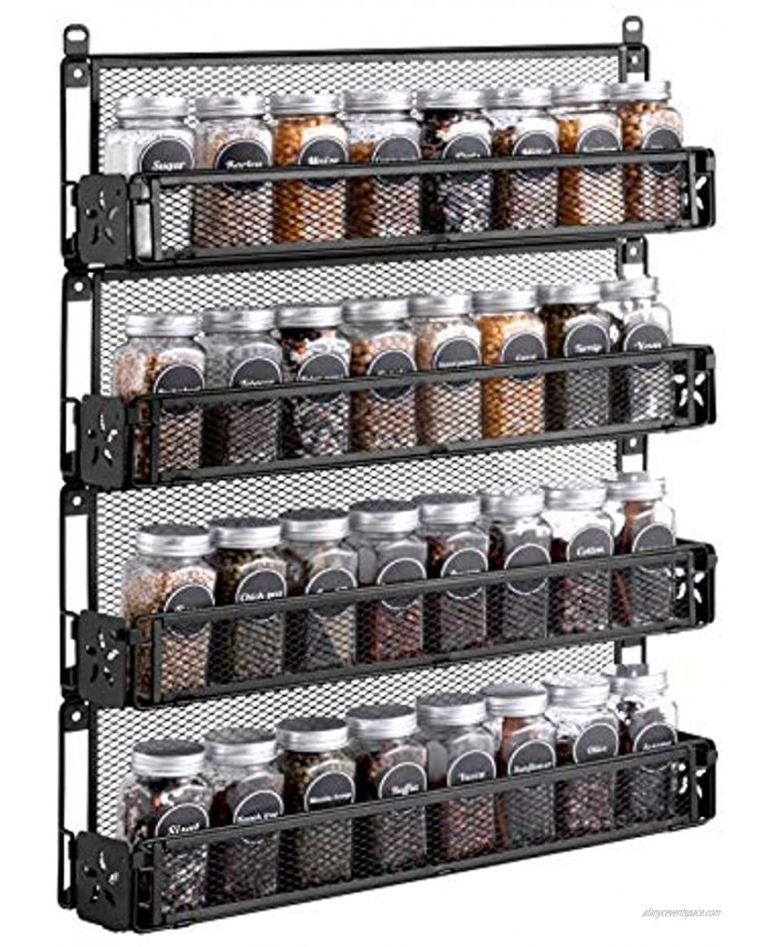 Oyydecor Spice Rack Organizer Wall Mounted 4-Tier Stackable Counter-top or Wall Mount Spice Rack Spice Shelf Storage Racks,Great for Kitchen Household Items,Bathroom and More