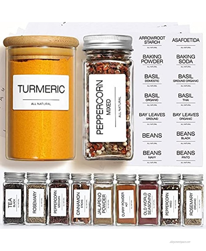 Preprinted Spice Labels Minimalist White Spice Jars Labels Sticker- for Round or Square Spice Jars Farmhouse Waterproof Herb Seasoning Kitchen Decorative Labels