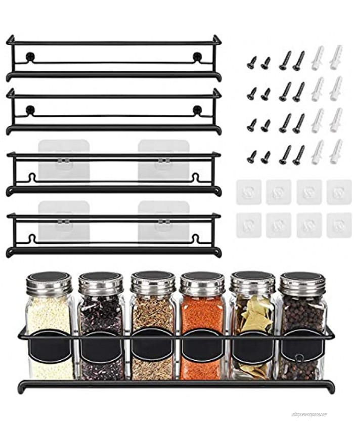 Spice Rack Organizer For Pantry -Kitchen Cabinet Door Organization And Storage Set of 4 Tiered Hanging Shelf for Spice Jars and Seasonings Door Mount Wall Mounted Under Sink Shelves