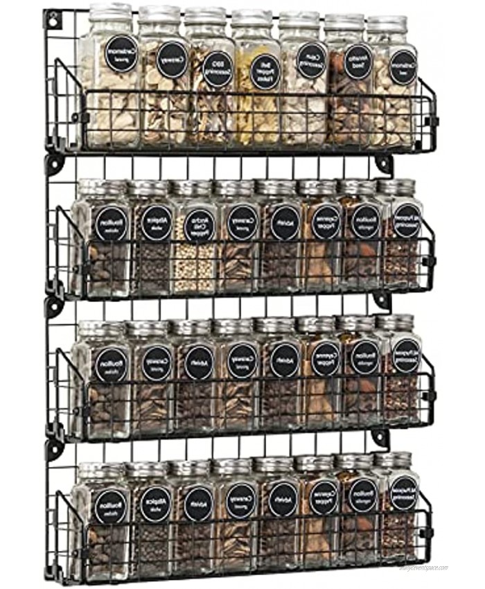 Spice Racks Organizer Wall Mounted 4-Tier Stackable Hanging Spice Rack,Great for Kitchen and Pantry Storing Spices Household Items,Bathroom and More,Black