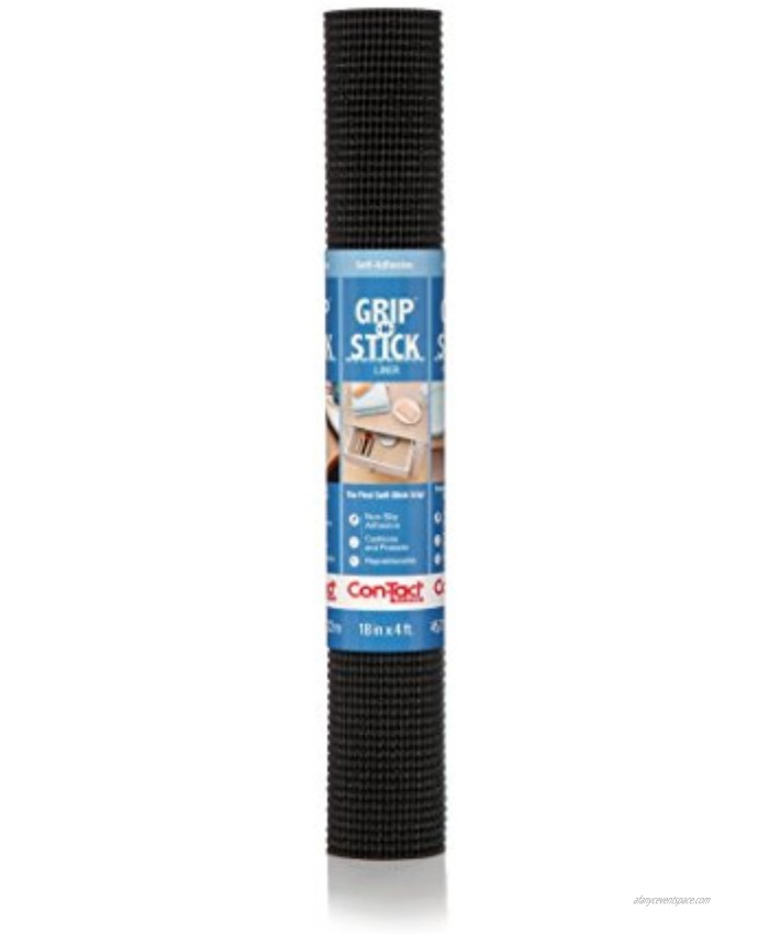 Con-Tact Brand Grip-N-Stick Durable Self-Adhesive Non-Slip Shelf and Drawer Liner 18 x 4' Black