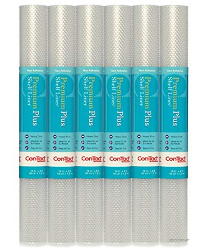 Con-Tact Brand Premium Plus Heavy Duty Non-Adhesive Shelf and Drawer Liner 18 x 4' Nova Crystal Clear 6 Rolls