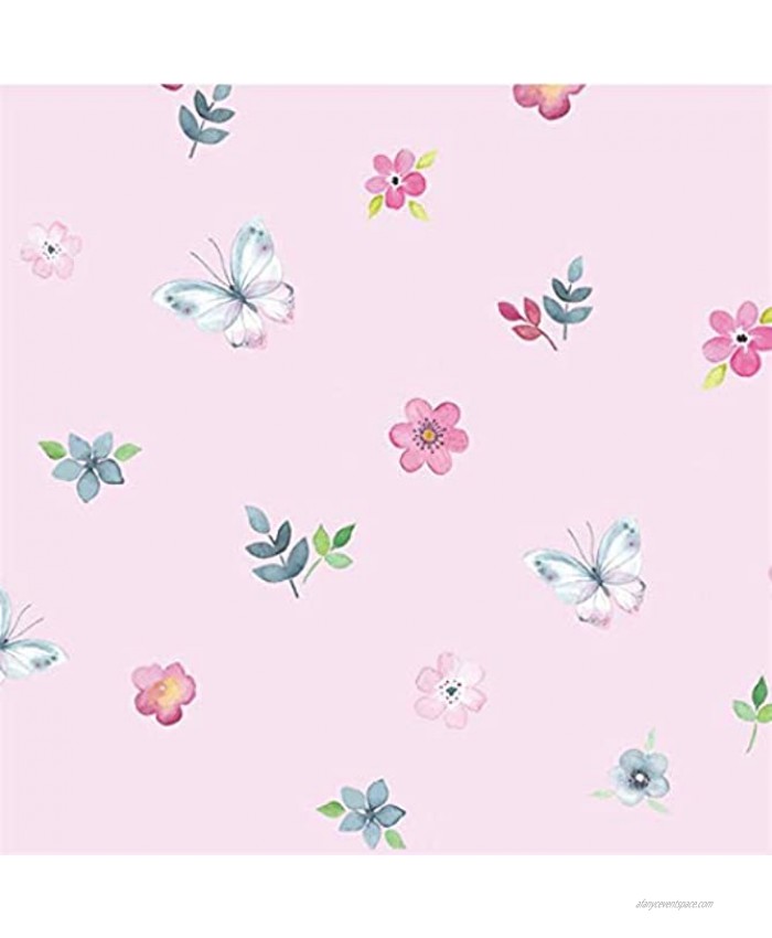 Decorative Pink Floral Butterfly Pattern Contact Paper Self Adhesive Floral Shelf Drawer Liner Cabinets Dresser Furniture Arts and Crafts Vinyl Sticker Wall Paper 17.7x78.7 Inches