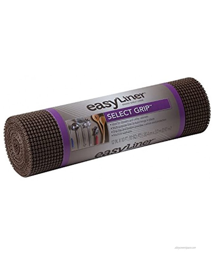 Duck Brand Select Grip EasyLiner Shelf and Drawer Liner 12-Inch x 10-Feet Non-Adhesive Chocolate 1141992