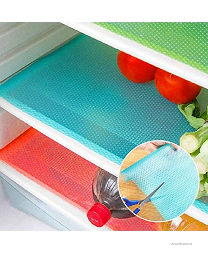 Glotoch Refrigerator Liner 17.5x 59 Non Adhesive Washable Waterproof Fridge Mats Liners Bathroom Shelves Drawer Table Mats Refrigerator Liners Kitchen Shelves Multi-Color 3 Roll