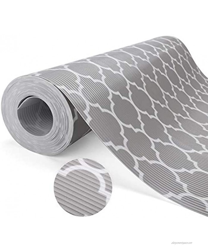 Glotoch Shelf Liners for Kitchen Cabinets 12” x 20 ft. Non Adhesive Cabinet and Drawer Liner Roll Double Sided Non-Slip Durable and Strong Quatrefoil Gray