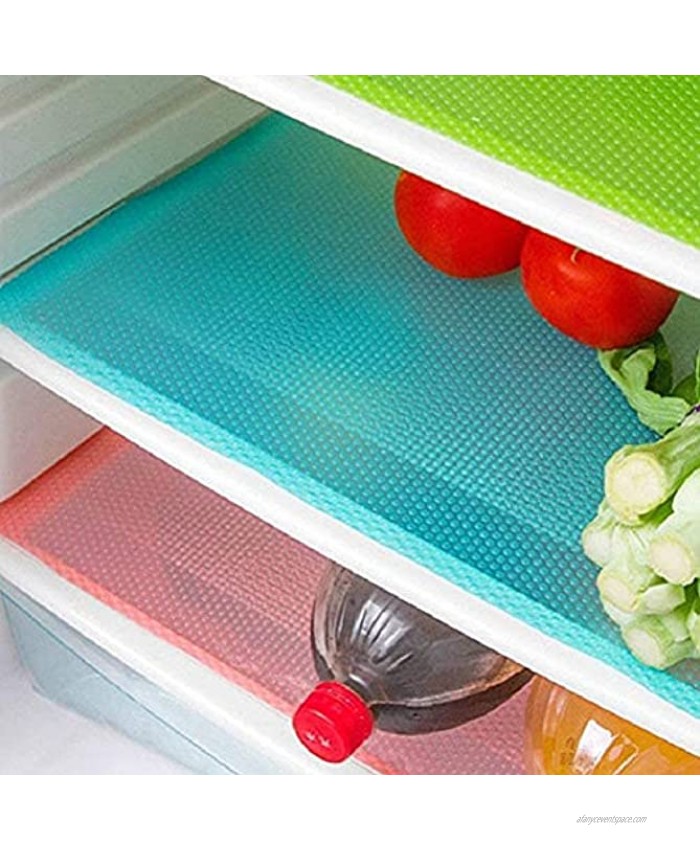 seaped 5 Pcs Refrigerator Mats,EVA Refrigerator Liners Washable Can Be Cut Refrigerator Pads Fridge Mats Drawer Table Placemats,Shelves Drawer Table Mats,Size 17.6x11.3,Red 1 Green 2 Blue 2