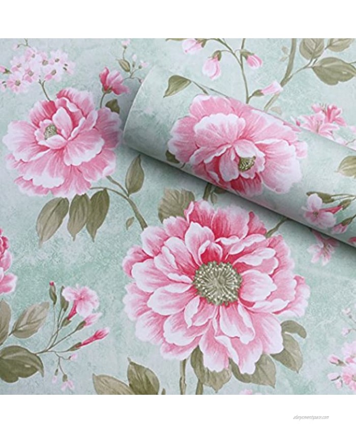 Self Adhesive Vintage Flower Shelf Liner Wall Paper Removable Floral Wallpaper for Cabinets Shelves Dresser Drawer Furniture Wall Sticker Arts and Crafts Decal 17.7x78.7 Inches