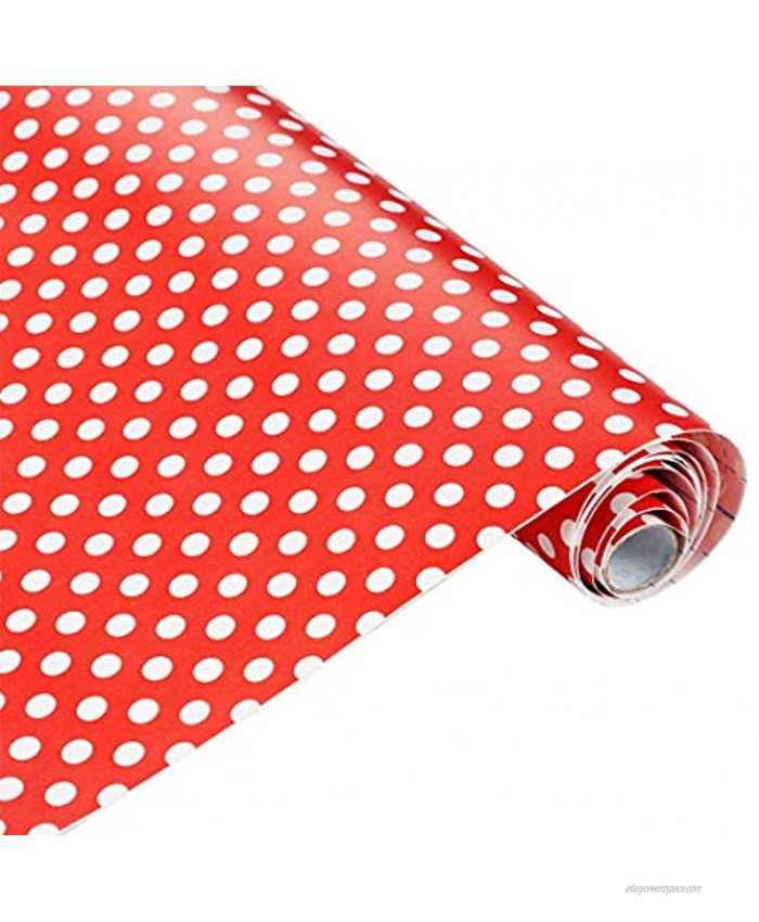 Self Adhesive Vinyl Red Polka Dot Contact Paper Shelf Drawer Liner Cabinets Dresser Furniture Liner Sticker Wall Crafts Decal Film 17.7X78.7 Inches