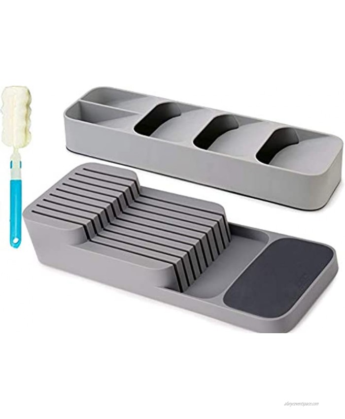 CGBOOM Drawer Store Set Kitchen Drawer Organizer Tray for Cutlery and Knives Gray
