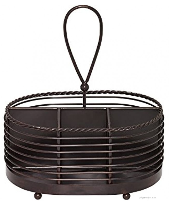 Gourmet Basics by Mikasa Rope Metal Tabletop Flatware and Napkin Picnic Caddy 10 Antique Black