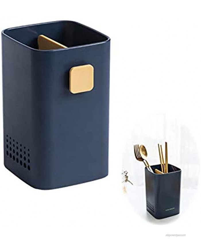 Kitchen Utensil Holder for Countertop,Multifunctional Draining Chopstick Cage,Double Ventilation Holes,Wall Mounted or Standing Cutlery Storage Organizer Caddy,Tableware Spoon Forks Storage Box,Navy