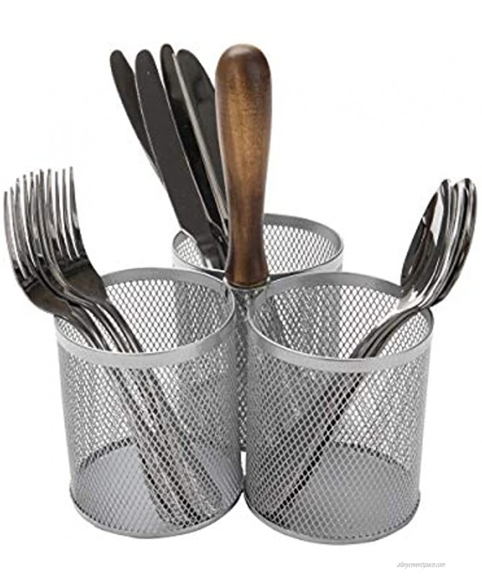 Mind Reader 3 Section Mesh Cutlery Caddy Silverware Flatware Organizer Forks Spoons Knives Silver