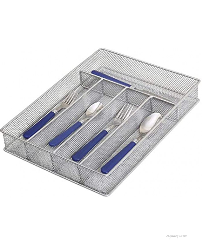YBM Home Metal Silverware Organizer for In-Drawer Cutlery Storage 5 Compartment Mesh Cutlery Flatware Tray Sorts Kitchen Utensils Great for Office Supplies 1133s