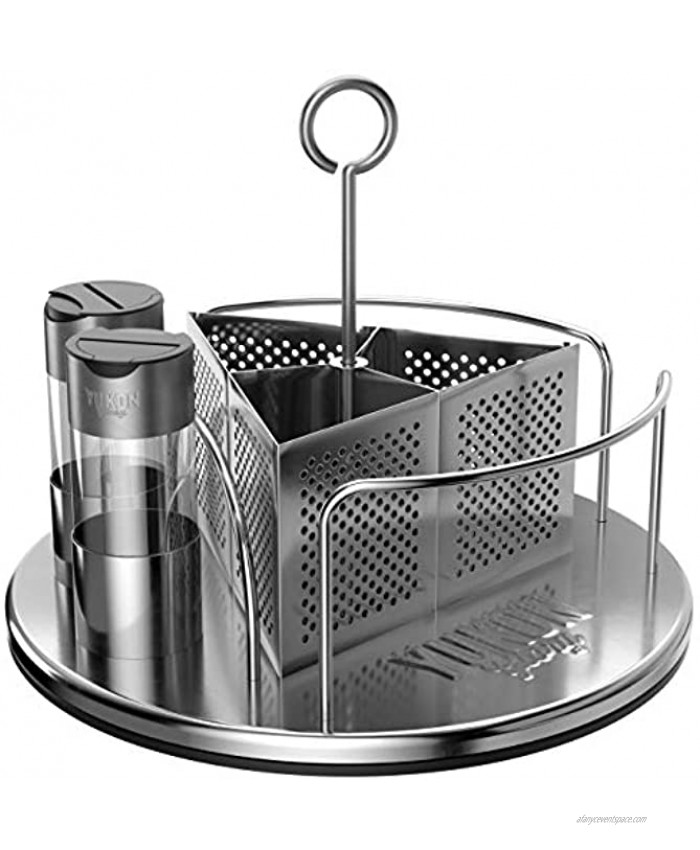 Yukon Glory Rotating Organizer Caddy For Utensils Sauces Condiments Napkins Salt and Pepper Ideal For BBQ Tabletop Picnics and Restaurants