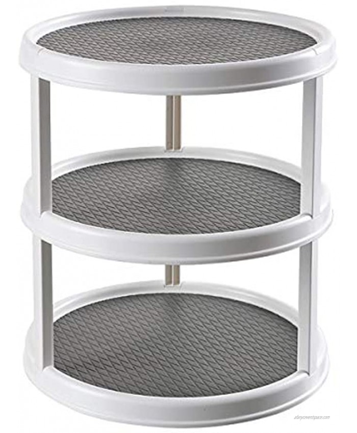 12 inch Diameter Turnable Lazy Susan Spice Rack Organizer for Large Cabinet Kitchen Dining Table Refrigerator BathroomOrganization Gray 3 Tier