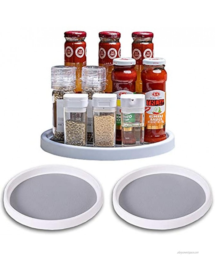 2 Pack Lazy Susan Turntable Organizer Hardware Non-Skid Cabinet Turntable Kitchen Organizer Storage Tray for Spice Condiments Snacks