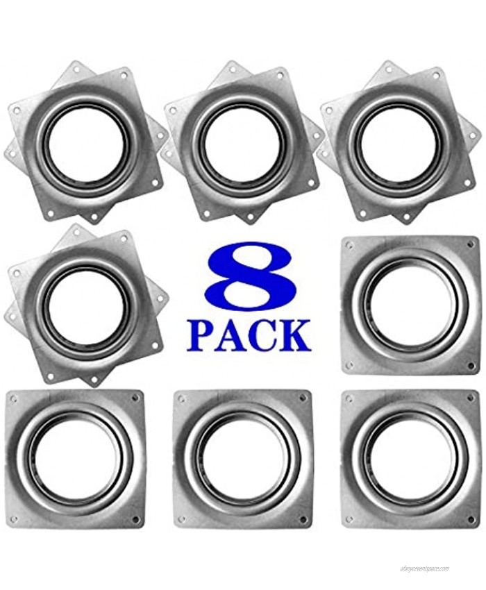 8Pack Lazy Susan Hardware 4INCH Square Rotating Bearing Plate 300lbs Capacity Lazy Susan Turntable Bearing for for Serving Trays Kitchen Storage Racks Craft Table Zinc Plated Steel Swivel Plate