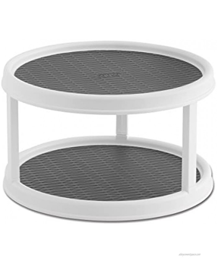 Copco 2555-0187 Non-Skid 2-Tier Pantry Cabinet Lazy Susan Turntable 12-Inch White Gray