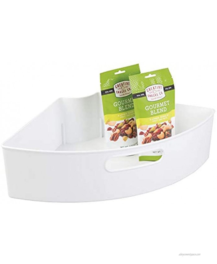iDesign 62631 Plastic Lazy Susan Cabinet Storage Bin 1 4 Wedge Container for Kitchen Pantry Counter BPA-Free 16.5 x 11 x 4 White
