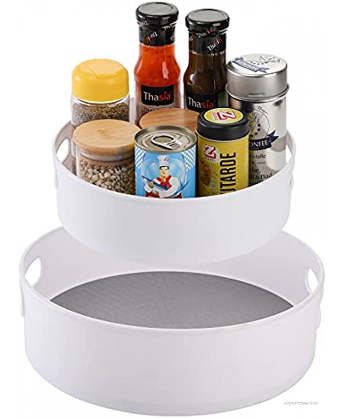 Lawei 2 Size Lazy Susan Turntable with Handle 9 Inch 12 Inch Storage Turntable Pantry Cabinet Organizer Rotating Turntable Organizer for Spices Condiments Baking
