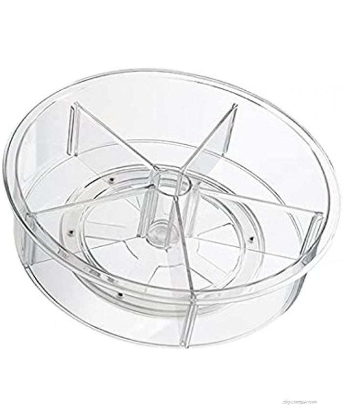 Lazy Susan Cabinet Organizer 360 Degrees Smooth Spinning Lazy Susan Turntable with Dividers for Pantry Countertop Cabinets Fridge and Kitchen Spice Organizing 12-Inch Clear