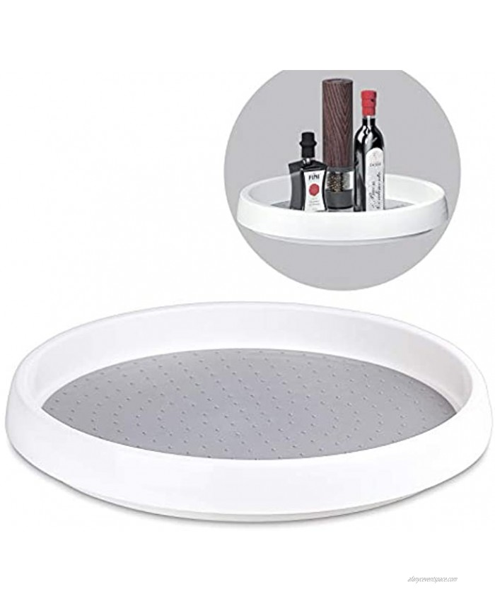 Lazy Susan McoMce Lazy Susan Turntable Glides Easily Lazy Susan Cabinet Organizer for Kitchen Pantry Cabinet Countertops 360-Degree Turntable 9-Inch Revolving Food Server Gray