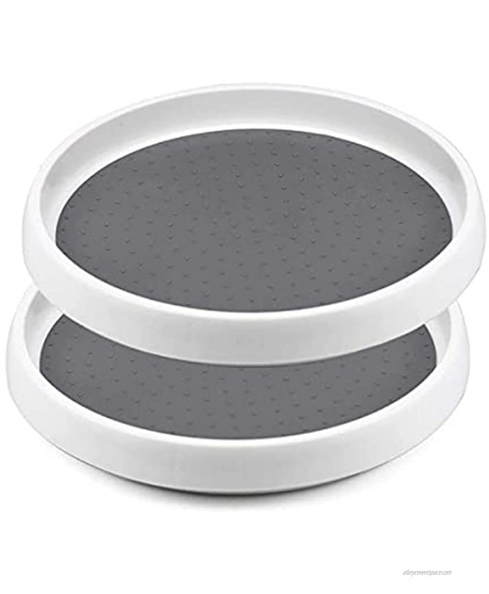 Pretireno Lazy Susan Turntable 2 Pack  Non-Skid Lazy Susan Organizer 10 Inch for Cabinet Pantry Kitchen Countertop Vanity Display Stand White Gray