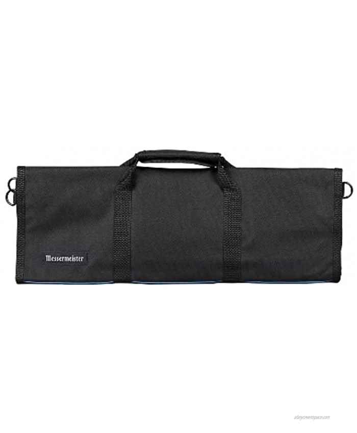 Messermeister 12-Pocket Heavy Duty Nylon Padded Knife Roll Luggage Grade and Water Resistant Black