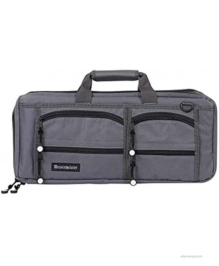 Messermeister 18-Pocket Heavy Duty Meister Chef Knife Bag Luggage Grade and Water Resistant Gray