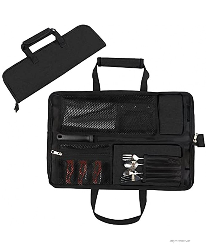 QEES Chef Knife Roll Bag Heavy Duty Chef’s Travel Knife Roll With Durable Handles Portable Waterproof Knife Bag for Men Women For Meat Cleaver Japanese Knife for Working Camping Black