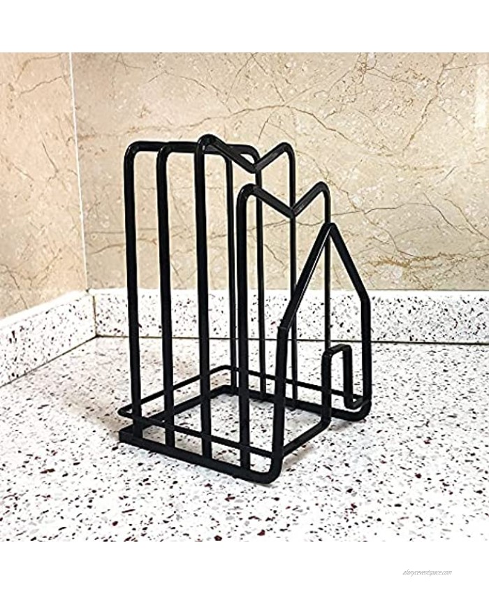 Cutting Board Rack Lid and Chopping Board Block Shelf Organizer Multilayer Stand Holder Kitchen Countertop Pot Pan Store Rack Color Black