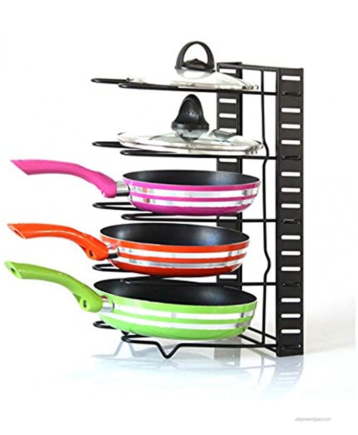 Jumper Joo Expandable Pot and Pan Organizers Rack,5+ Pans and Pots Lid Organizer Rack Holder Kitchen Cabinet Pantry Bakeware Organizer Rack Holder with 5 Adjustable Compartments Black