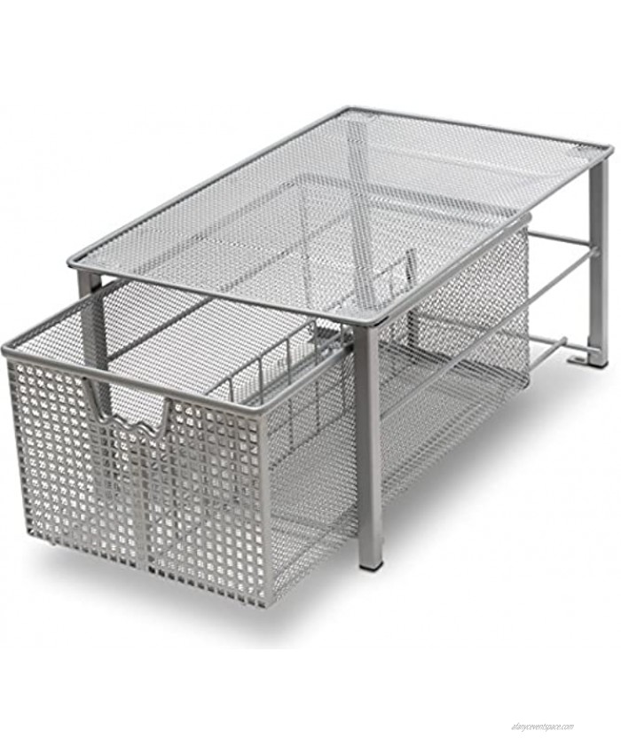 DecoBros Mesh Cabinet Basket Organizer Silver Large 10 x 15.8 x 7.5