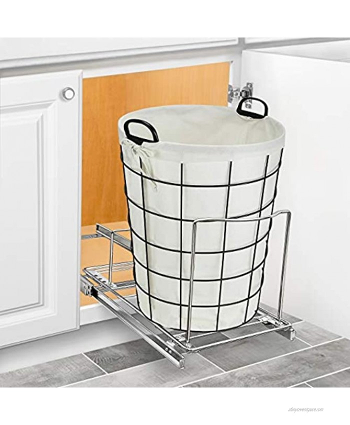 Lynk Professional Bin Holder Pull Out Under Cabinet Sliding Organizer 10 inch Wide x 20 inch deep Chrome