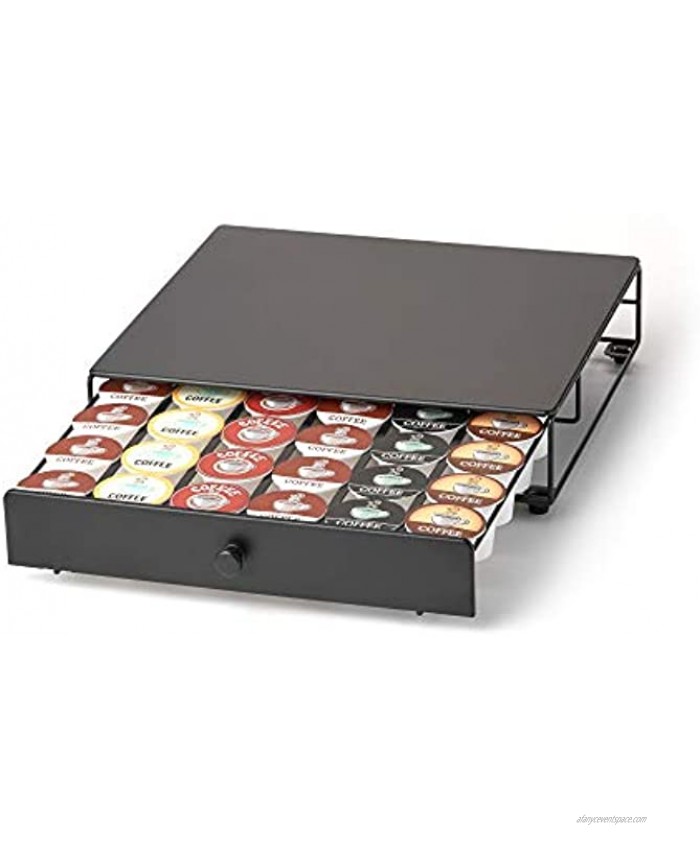 Nifty Rolling Coffee Pod Drawer – Black Finish Compatible with K-Cups 36 Pod Pack Holder Compact Under Coffee Pot Storage Drawer Slim Home Kitchen Counter Organizer