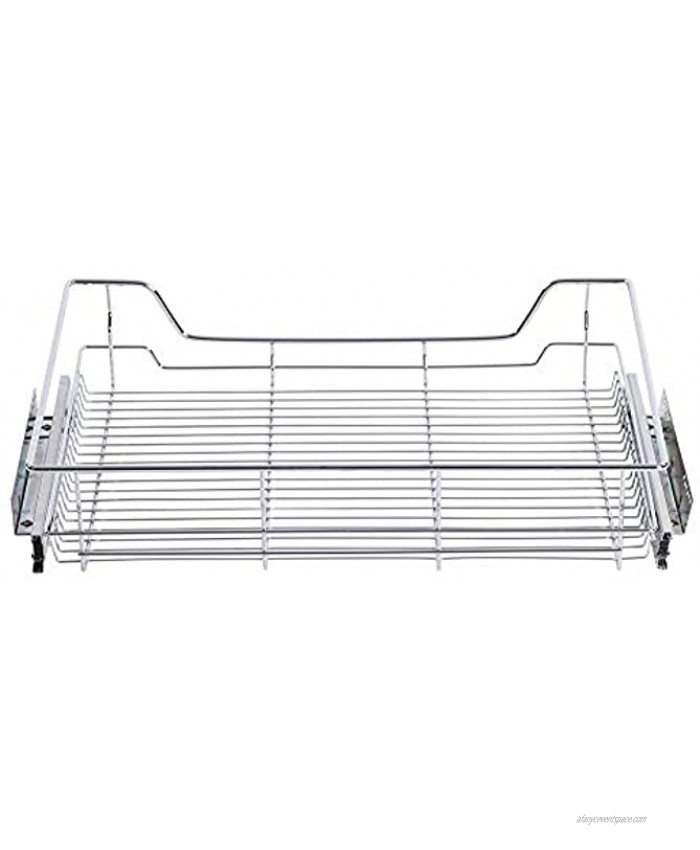 Pull Out Cabinet Shelf Durable Stainless Steel Pull-out Cabinet Basket Organizer Reusable Kitchen Sliding Cabinet Drawer for Kitchen Cabinets Cupboards 25.20 x 17.32 x 5.3 inch