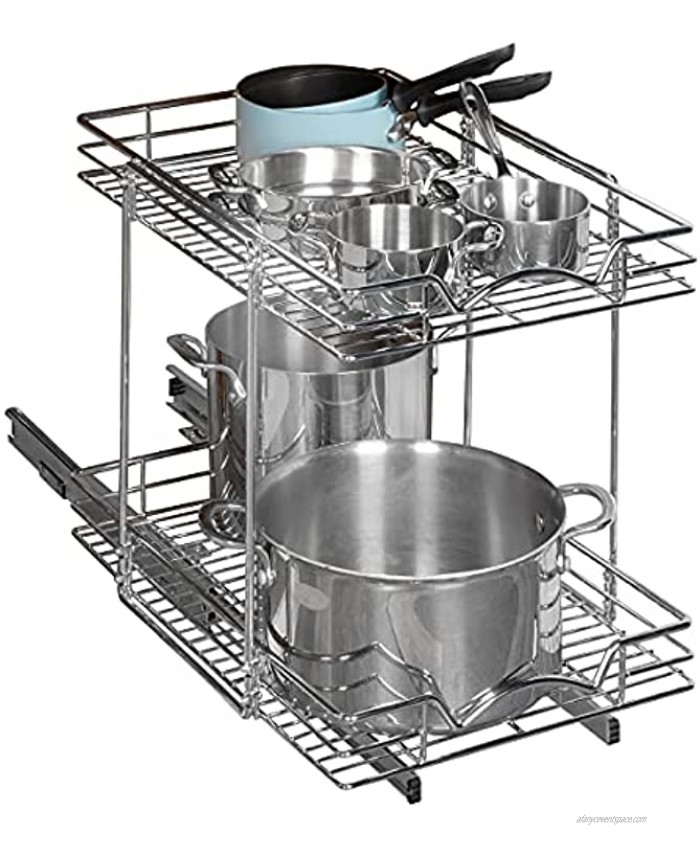 Richards Homewares 2-Tier Under Sink Pull-Out Sliding Shelf for Kitchen 16-Inch Wide Cabinet Opening 15.35 W x 21 D x 17.75 H Chrome