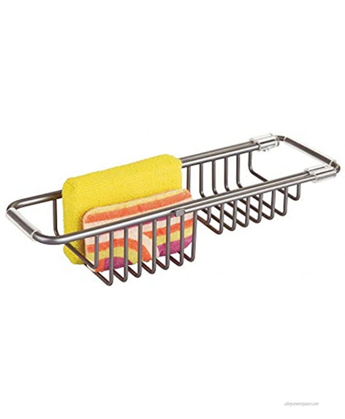 iDesign Metro Metal Expandable Over the Kitchen Sink Caddy Rustproof Holder for Sponges Scrubbers Bars of Soap 13.23 x 4.50 x 2.75 Expands to 19 Wide Gray