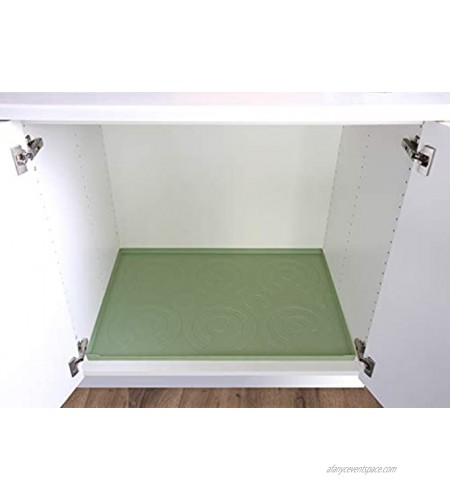 Kaze Silicone Under Sink Mat Kitchen Cabinet Containment Mat for Bathroom Sink Drip Tray Liner Water Leak Protection 33 inch width cabinet Jade