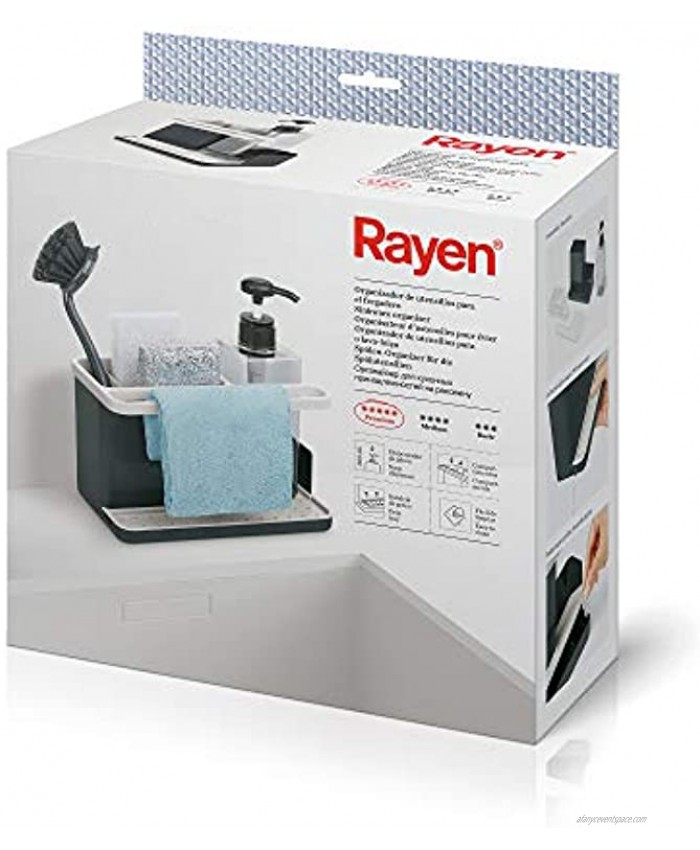 Rayen Sink Utensil Organizer Light Grey and Dark Grey Measures: 22.5-14 x 23.5 x 11.5 cm