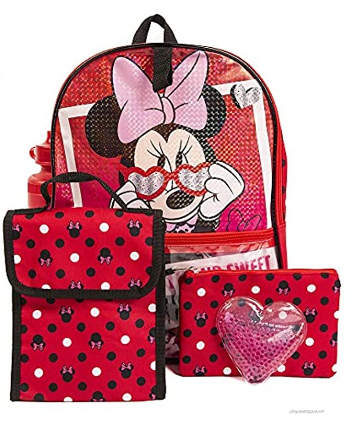 5 Pc. Minnie Mouse Backpack and Lunch Bag Set for Girls 16 inch