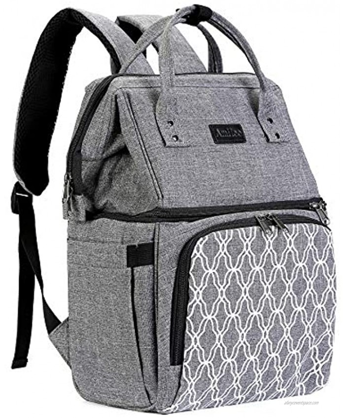 AmHoo Insulated Lunch Box Cooler Backpack Waterproof Leak-proof Lunch Bag Tote For Men Women Hiking Beach Picnic Trip with Strongest YKK Zipper Gray