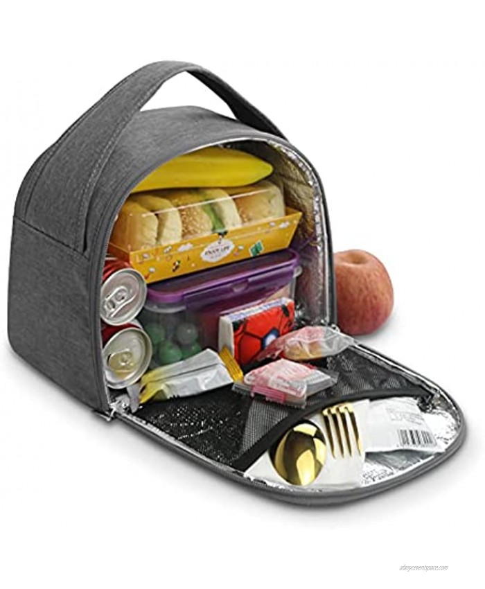 Gloppie Lunch Box for Men Women Insulated Lunch Bag with Drawbridge Opening Lunch Containers Cooler Bags Lunch Tote Lunch Pail Adult Lunchbag Grey Work Office Picnic Loncheras Para Hombres