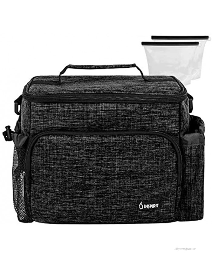Inspirit Mens Lunchbox for Work Insulated Lunch Bag Lunch Boxes for Women Soft Cooler Bag Lunch Bag for Men Lunch Cooler for Men Work Black