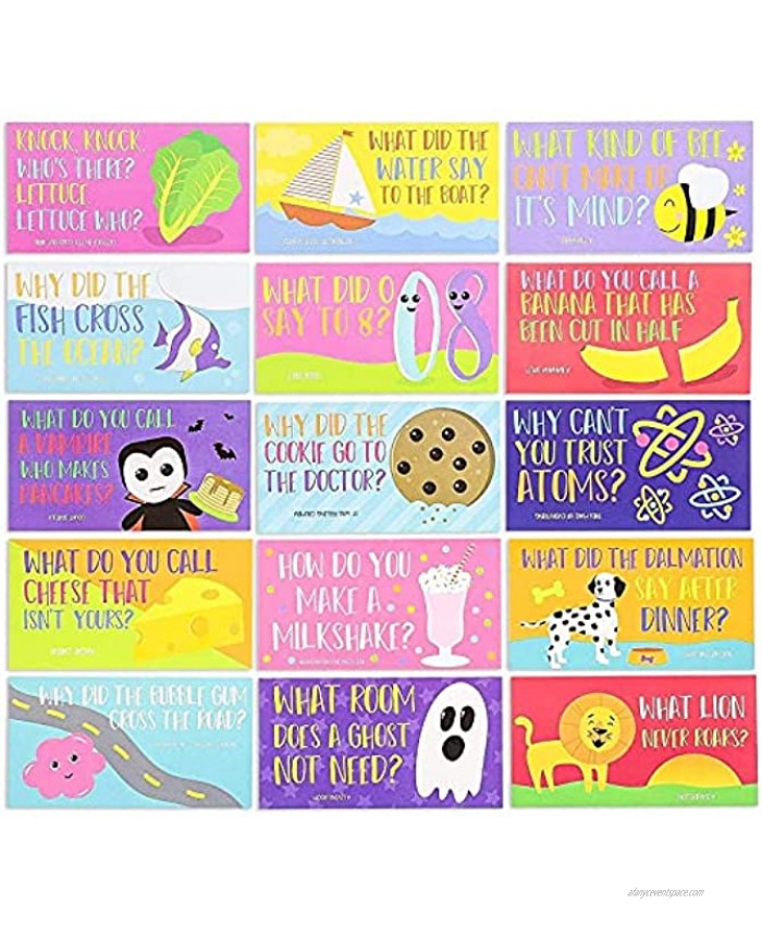 Juvale 60-Pack Kids Funny Lunch Box Note Cards with Riddles Jokes and Puns Single Sided 60 Designs